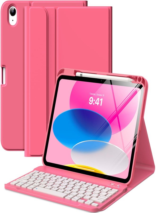 MoKo for iPad (A16) 11th Generation Case with Keyboard 11 inch 2025, iPad 10th Generation 10.9 inch Case with Pencil Holder, Multi-Angle Detachable Bluetooth Keyboard, Pink - Image 1